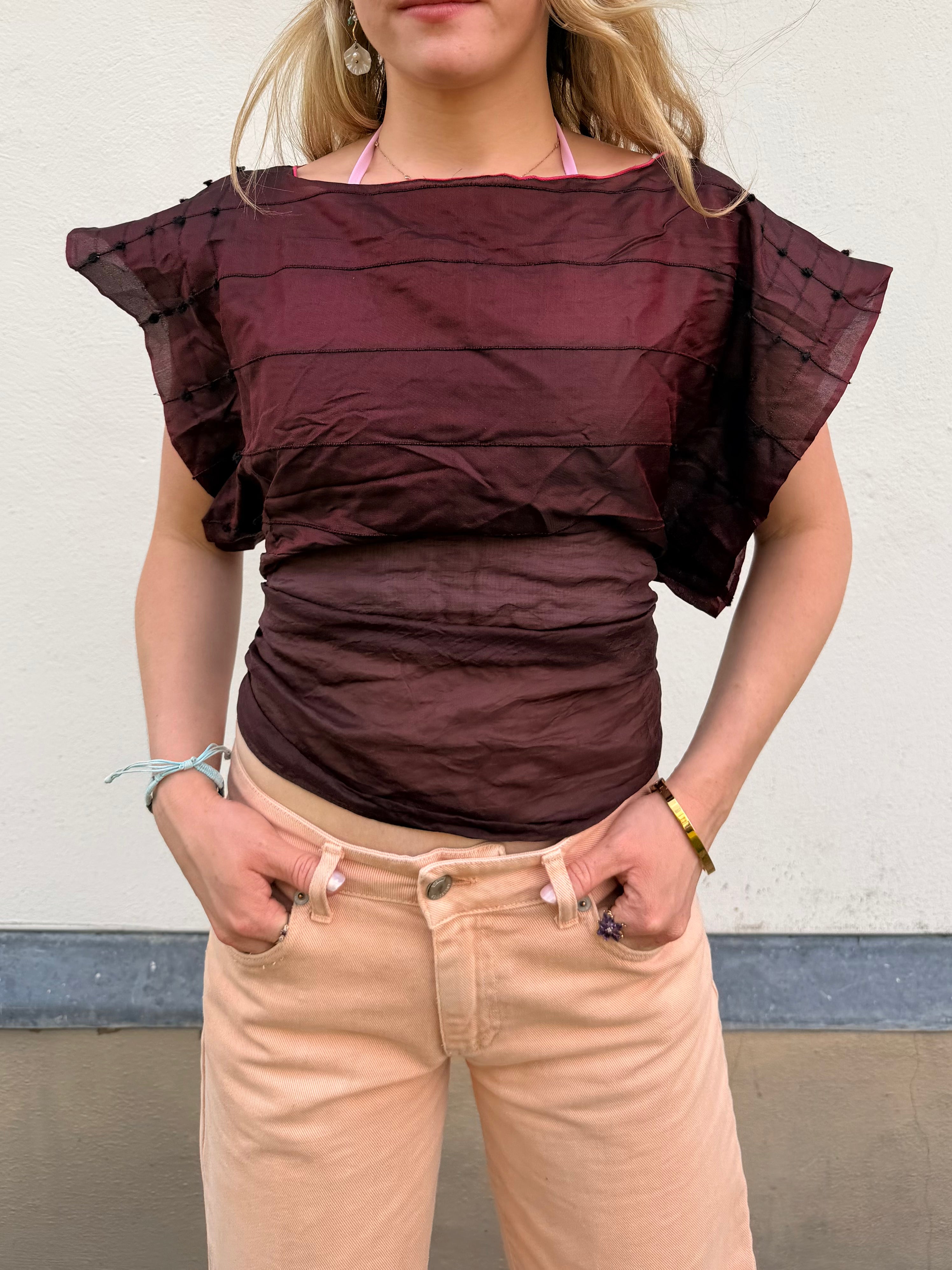 The Isla Top Striped Burgundy
