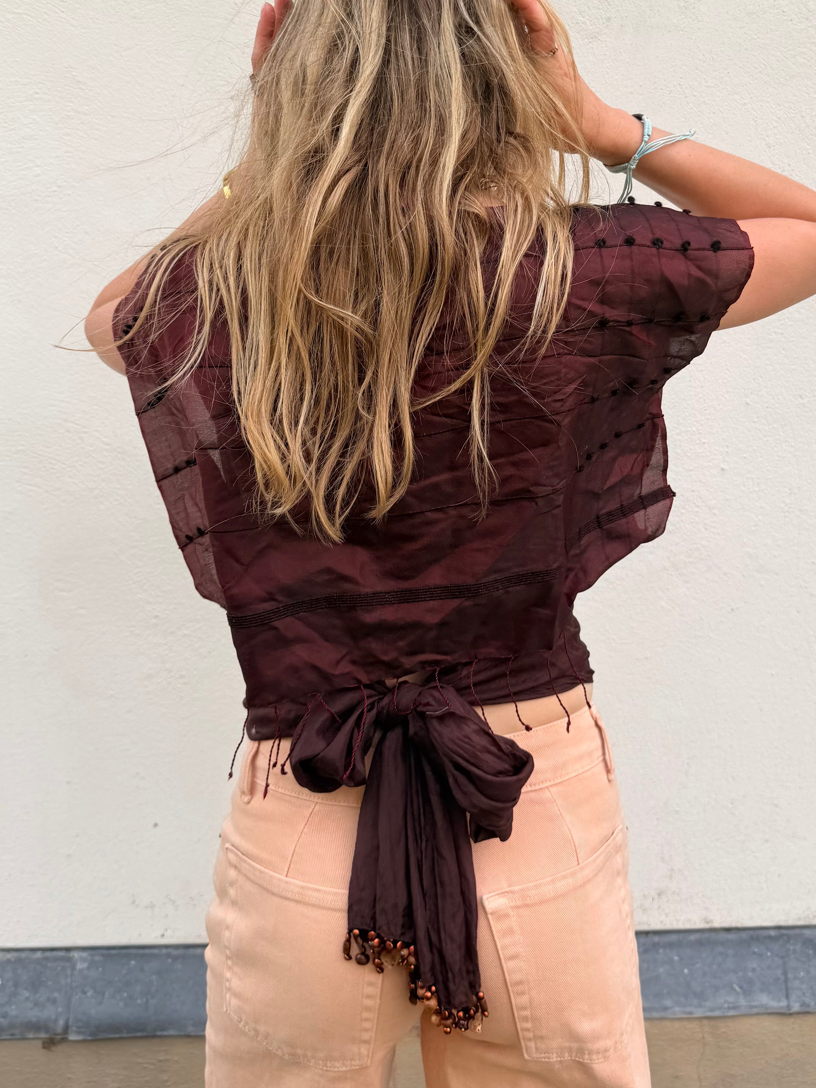 The Isla Top Striped Burgundy