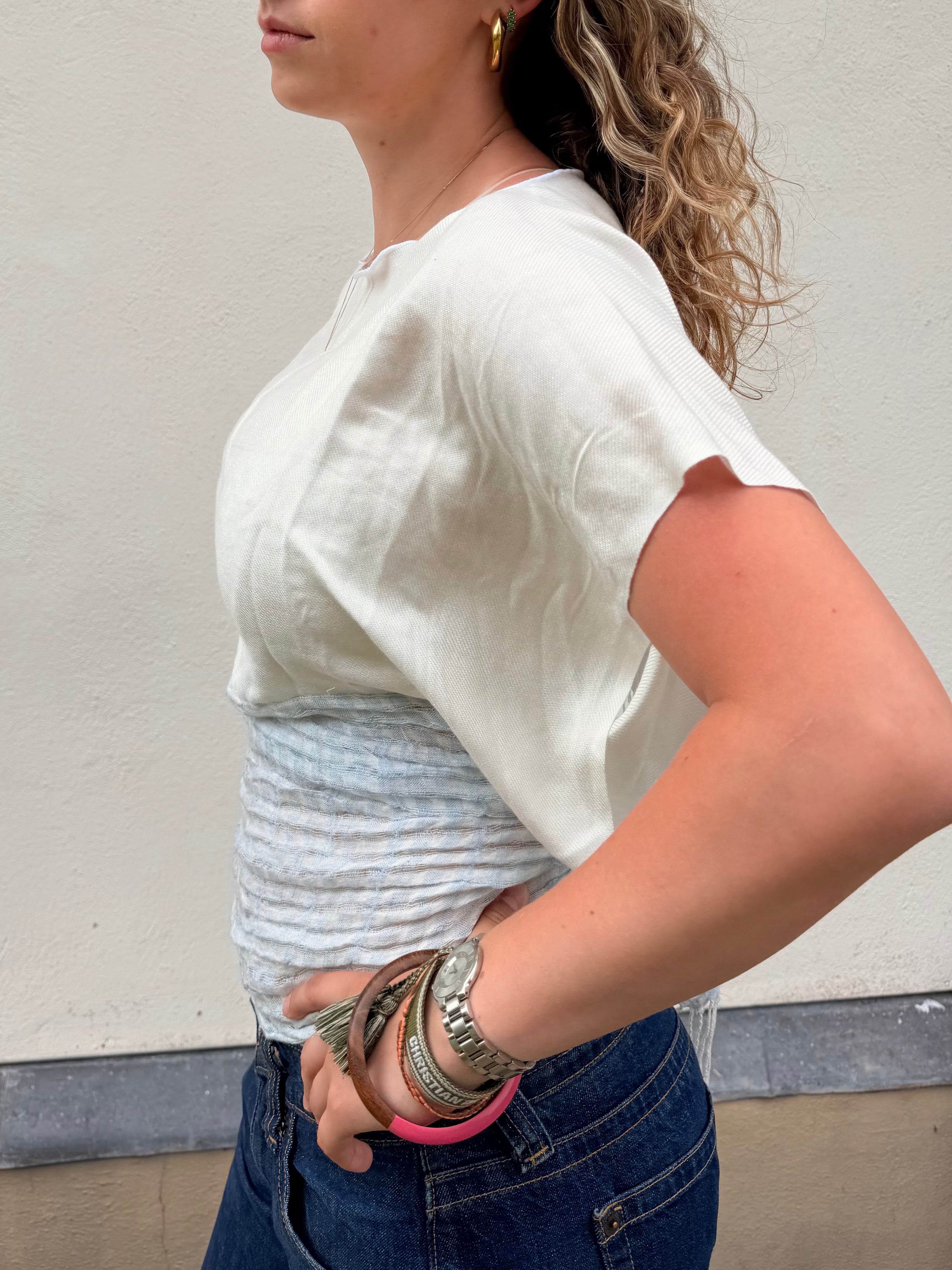 The Lily Top White & Blue Stripes