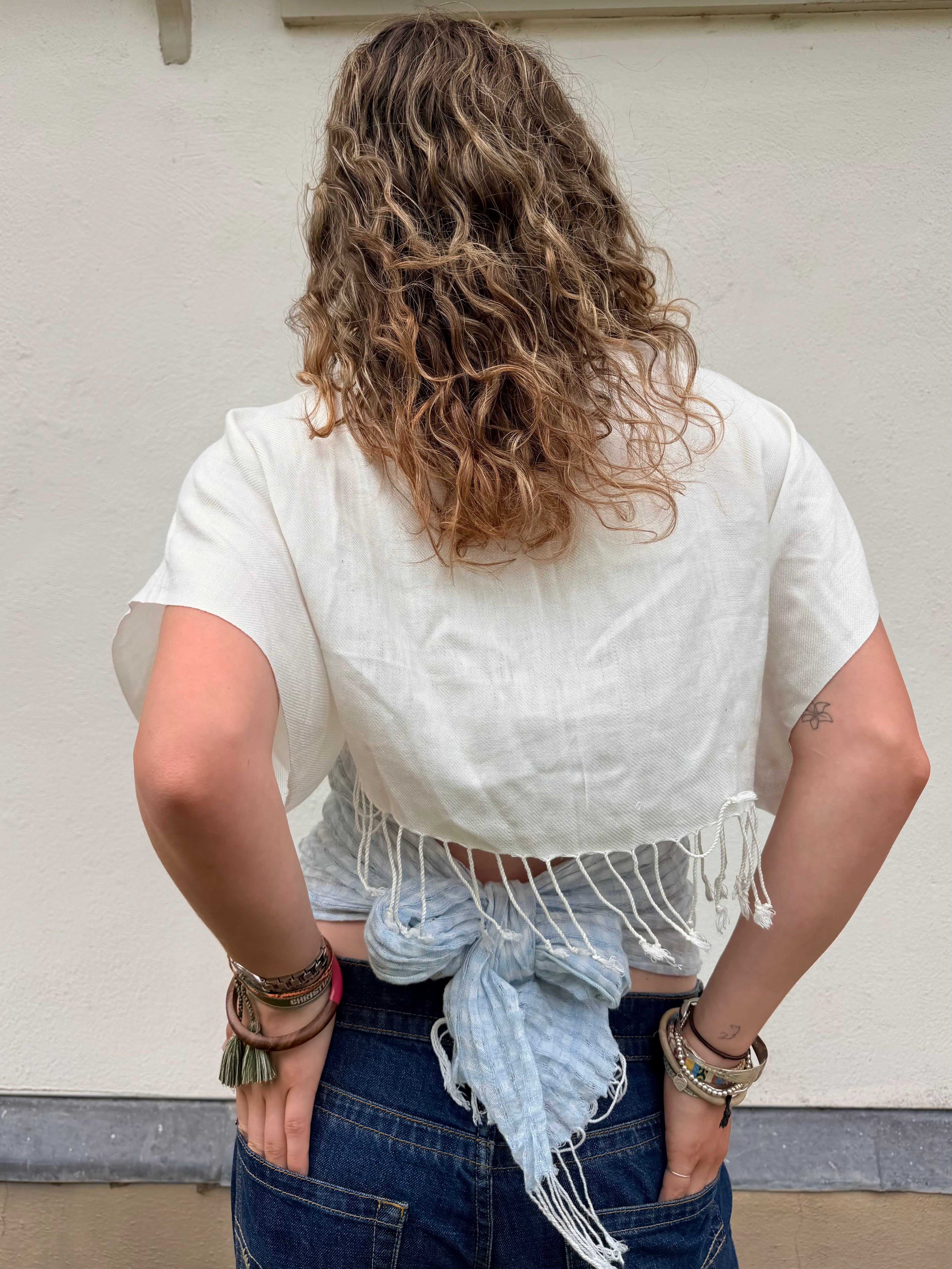 The Lily Top White & Blue Stripes