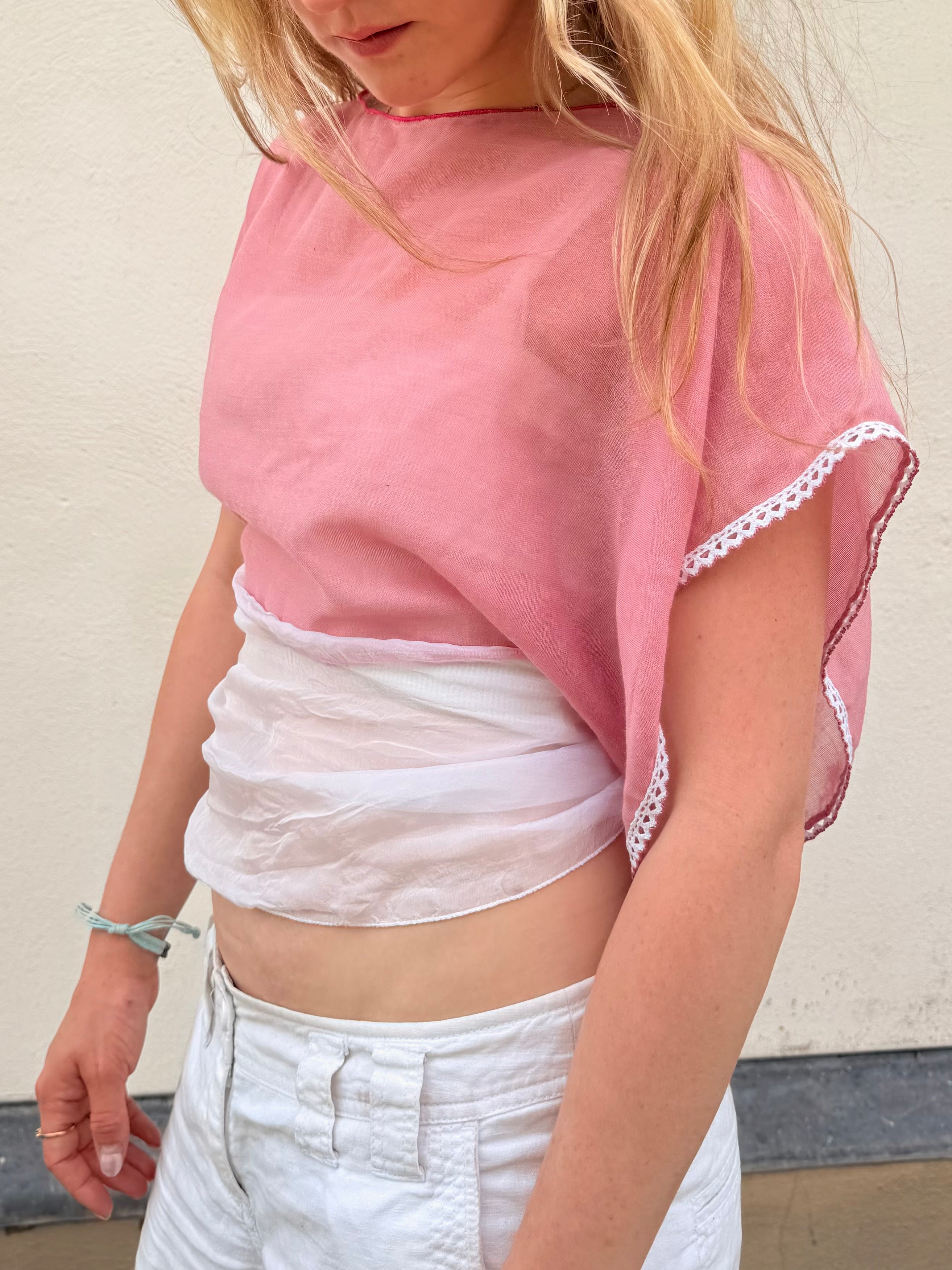 The Lily Top Pink and White