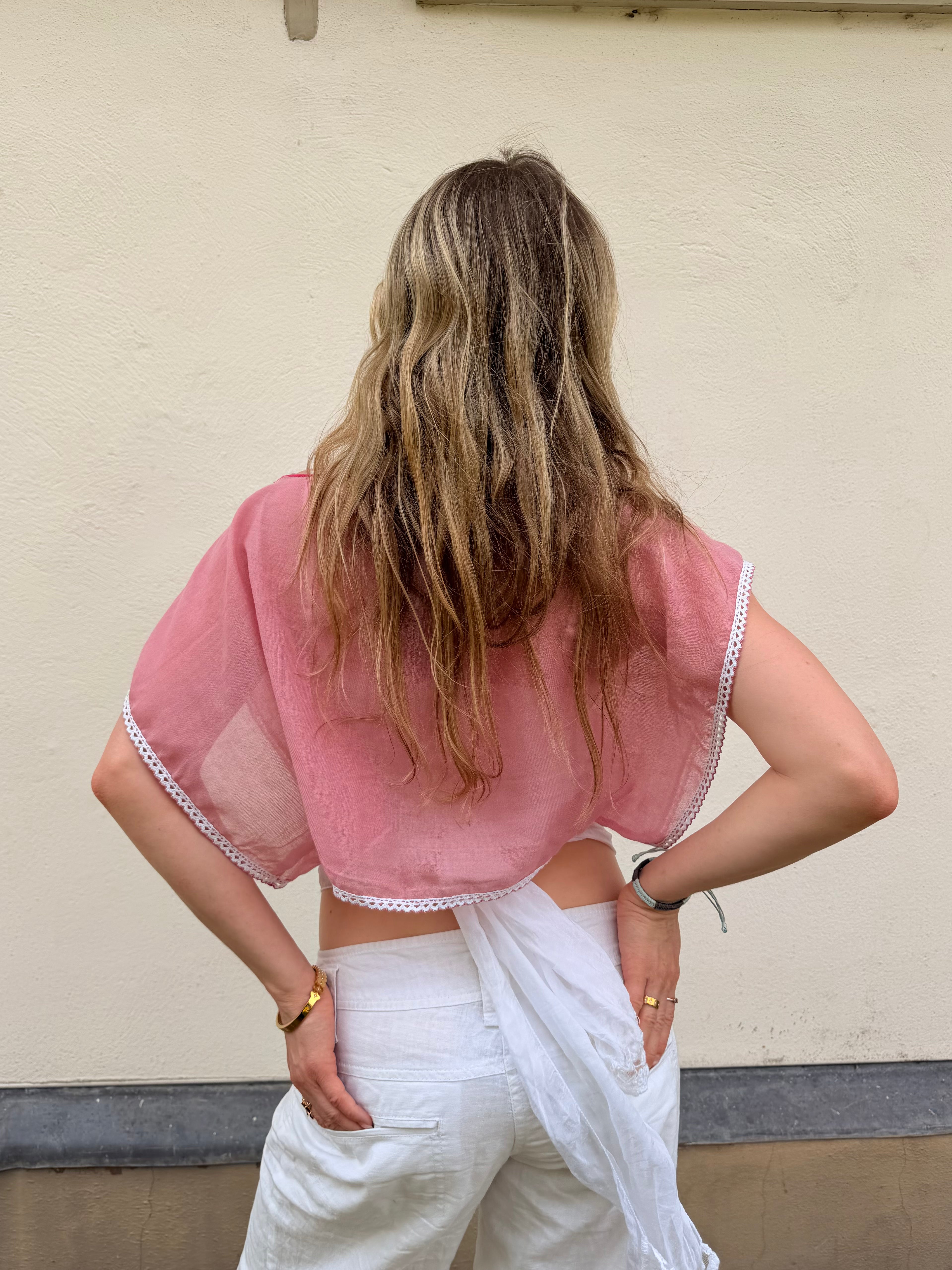 The Lily Top Pink and White