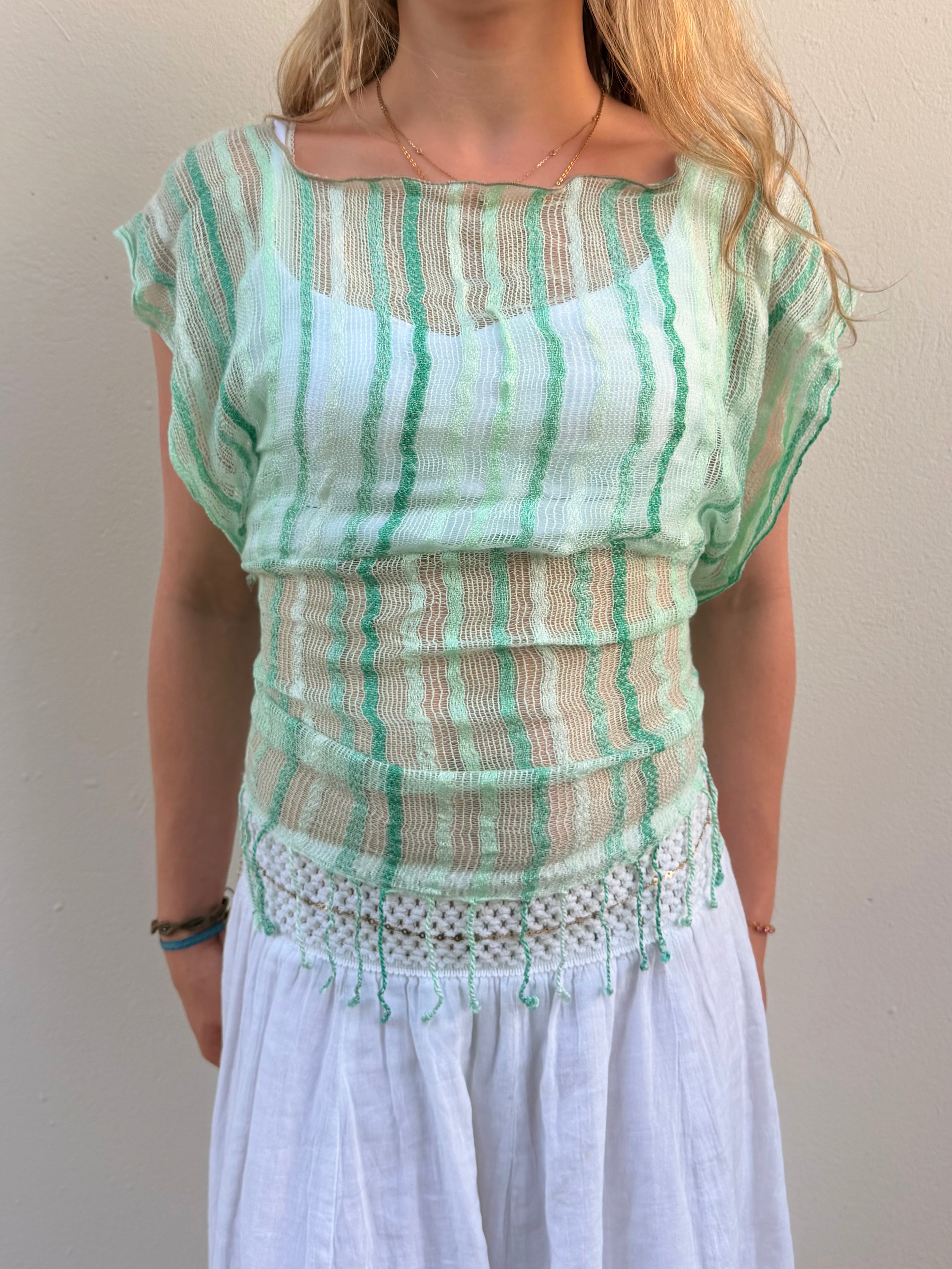 The Isla Top Green Stripes
