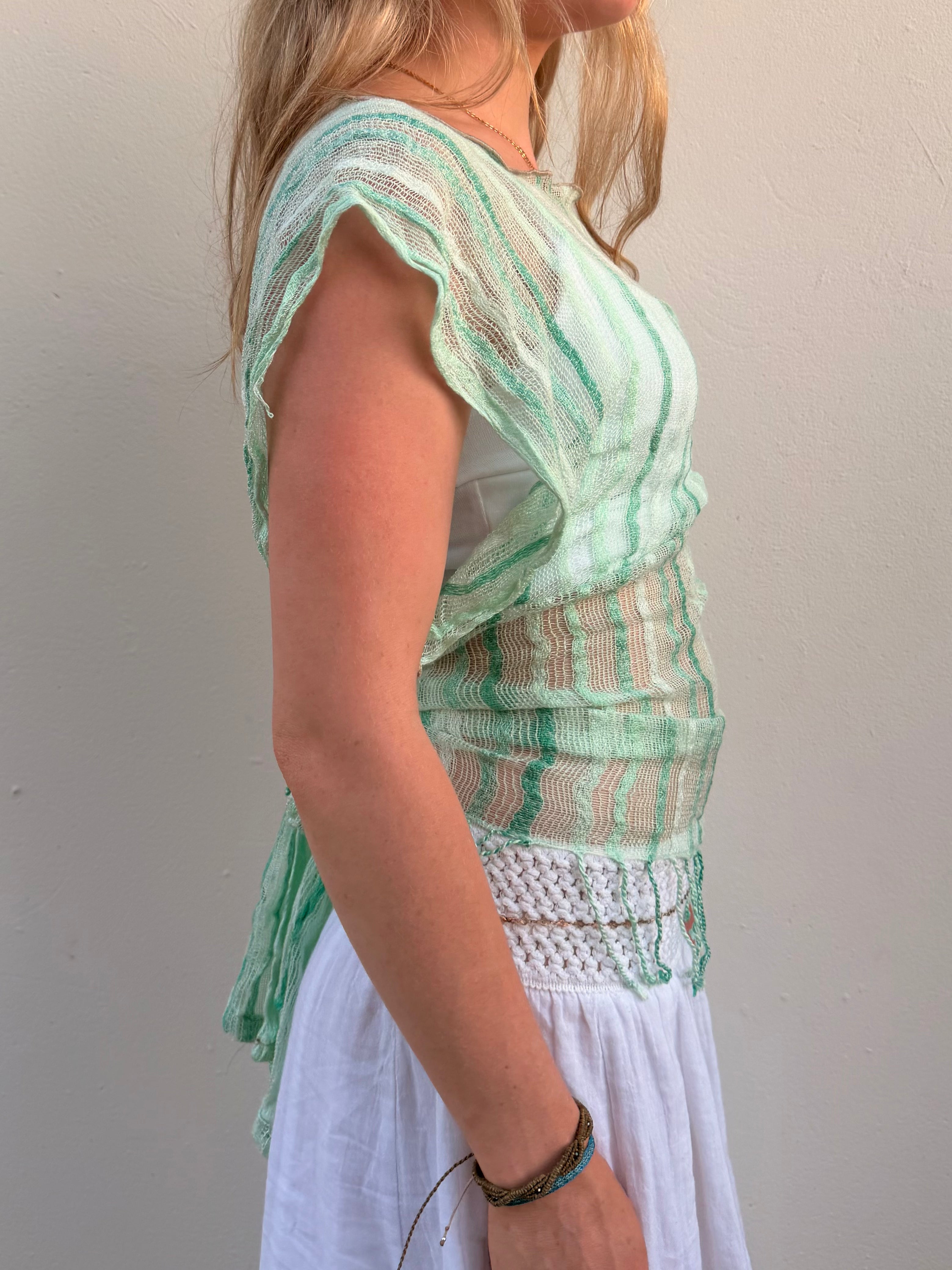 The Isla Top Green Stripes
