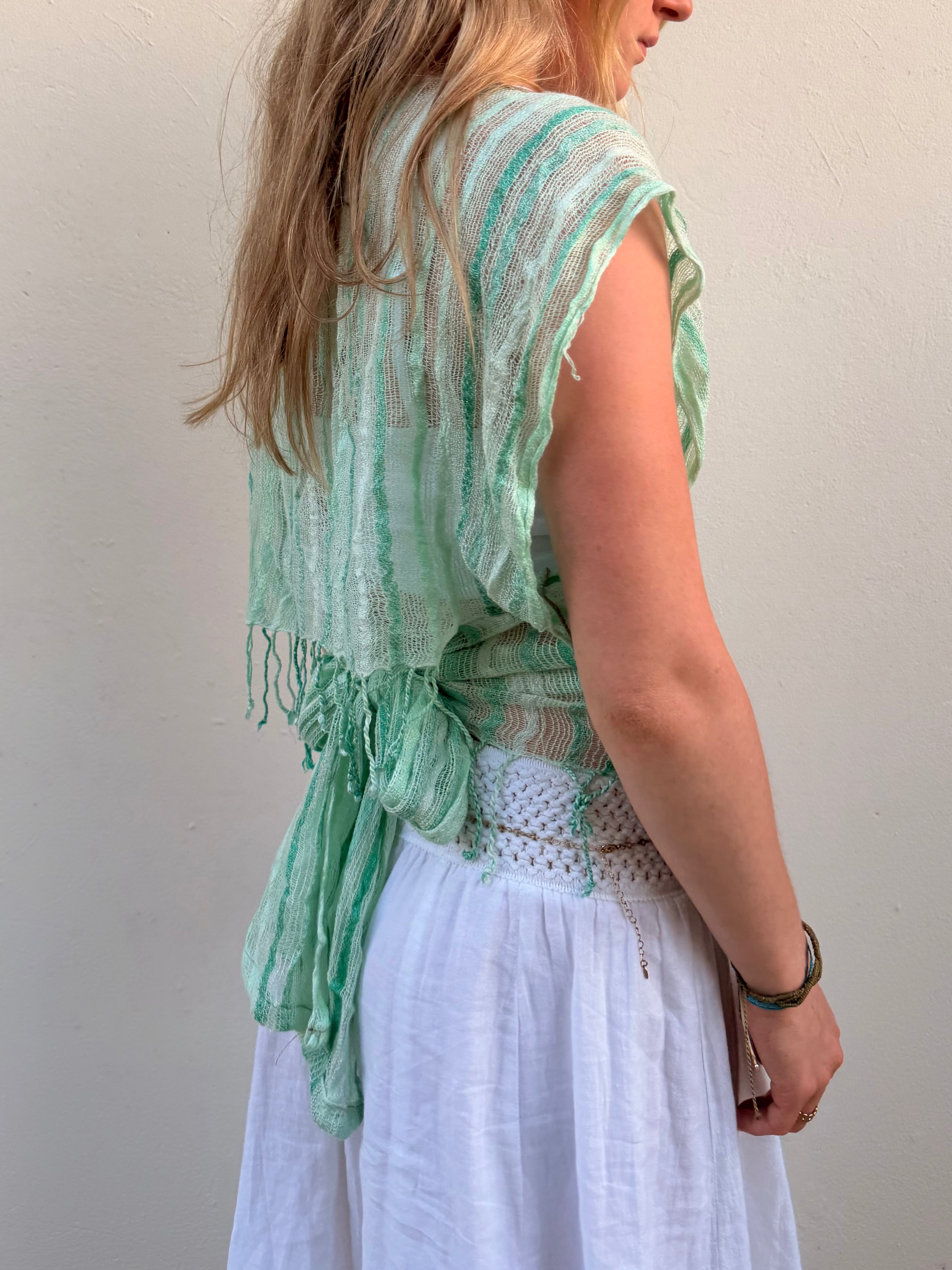 The Isla Top Green Stripes