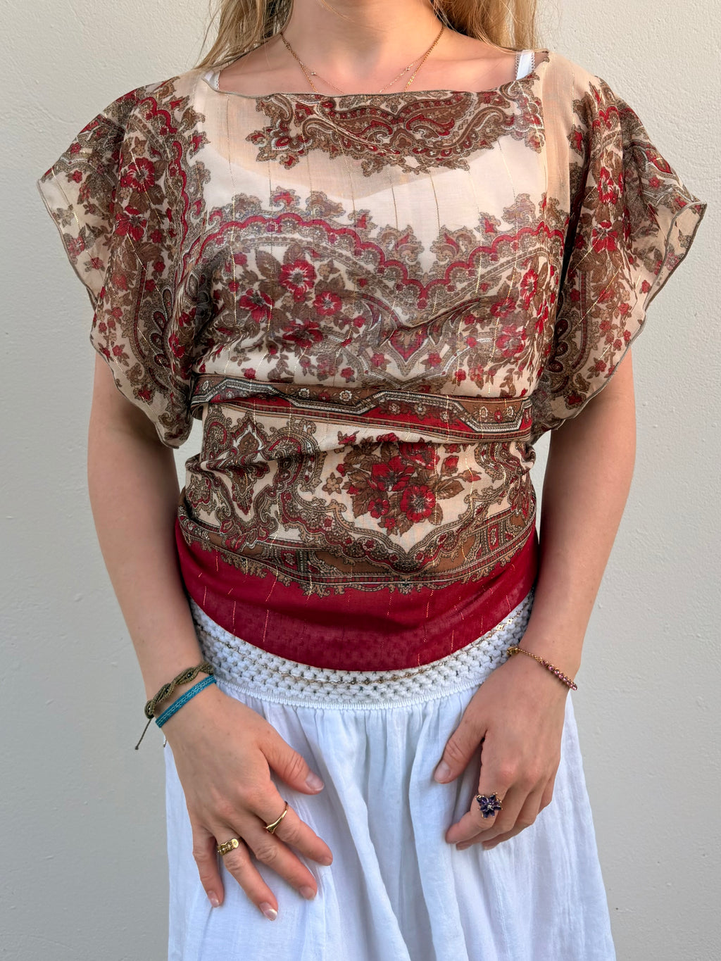 The Isla Top Gold & Red Bandana