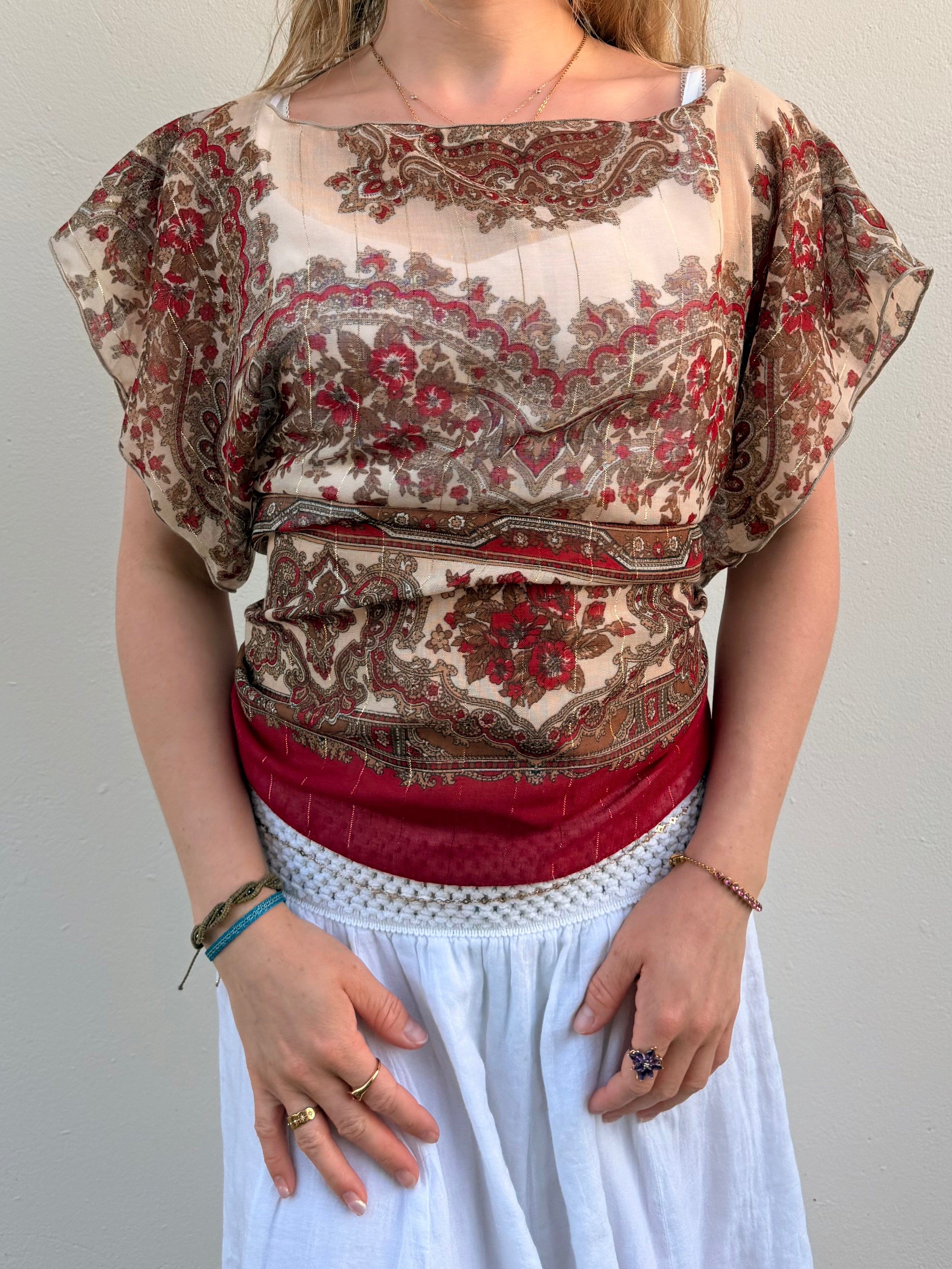 The Isla Top Gold & Red Bandana