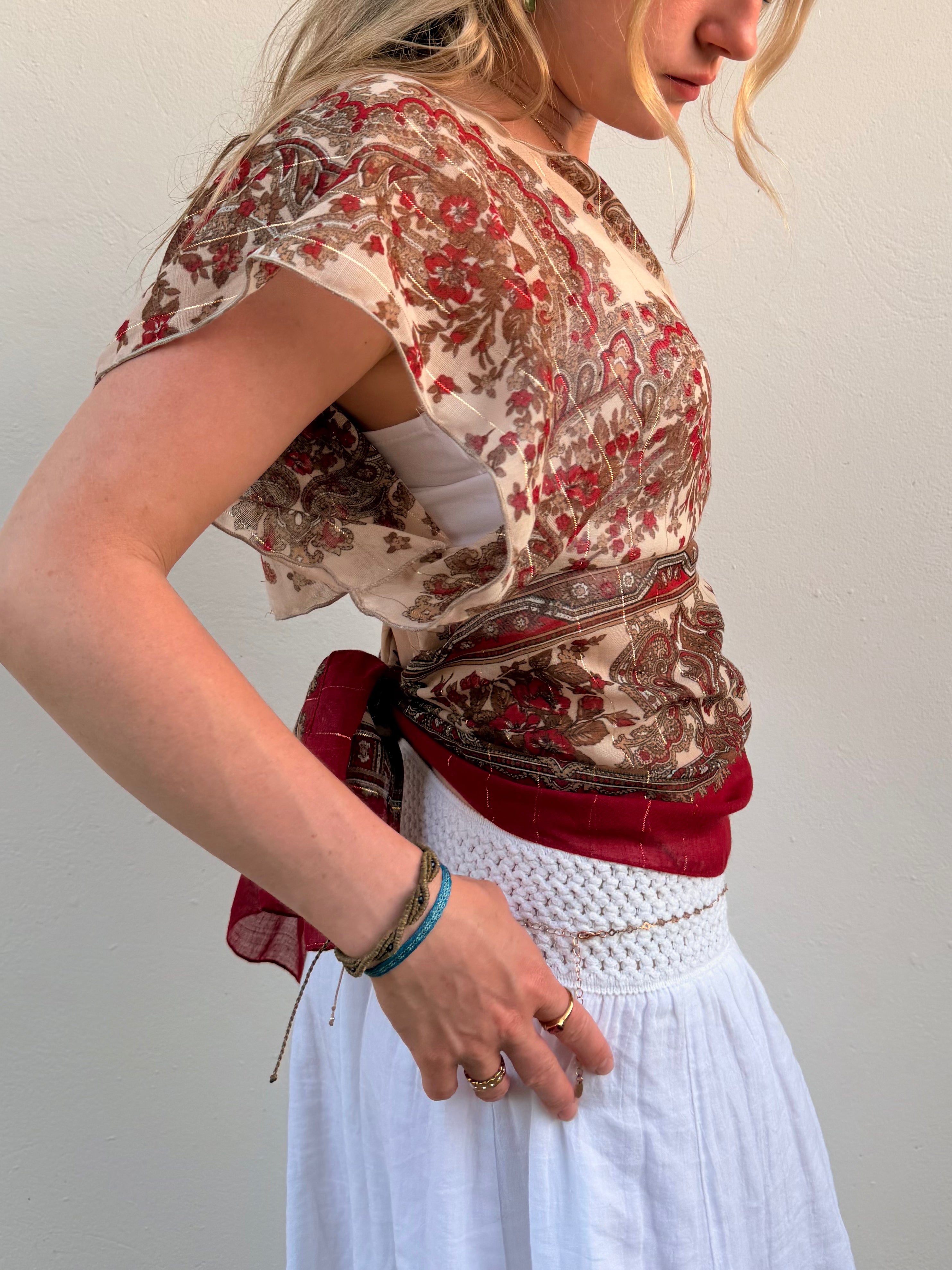 The Isla Top Gold & Red Bandana