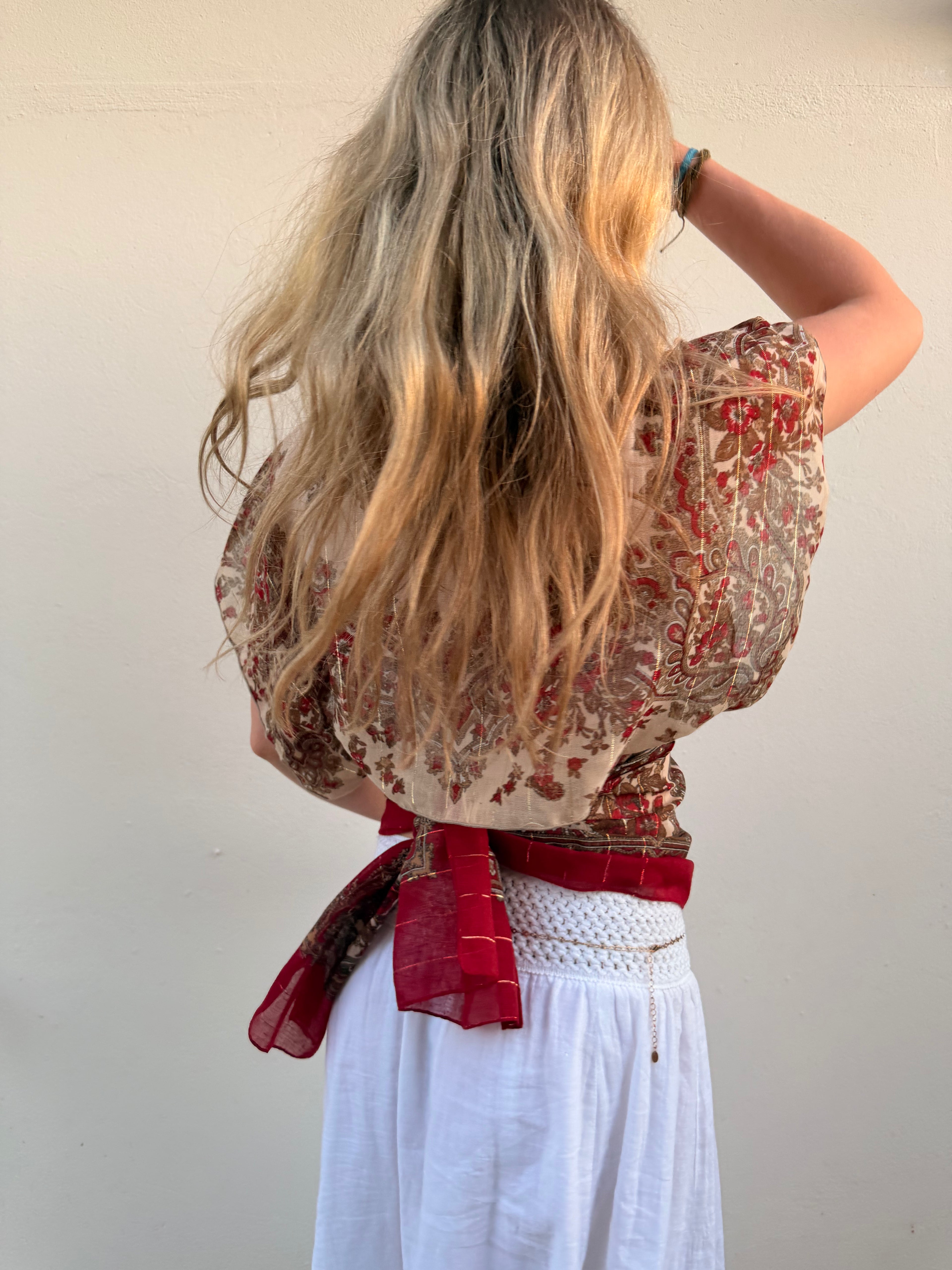The Isla Top Gold & Red Bandana