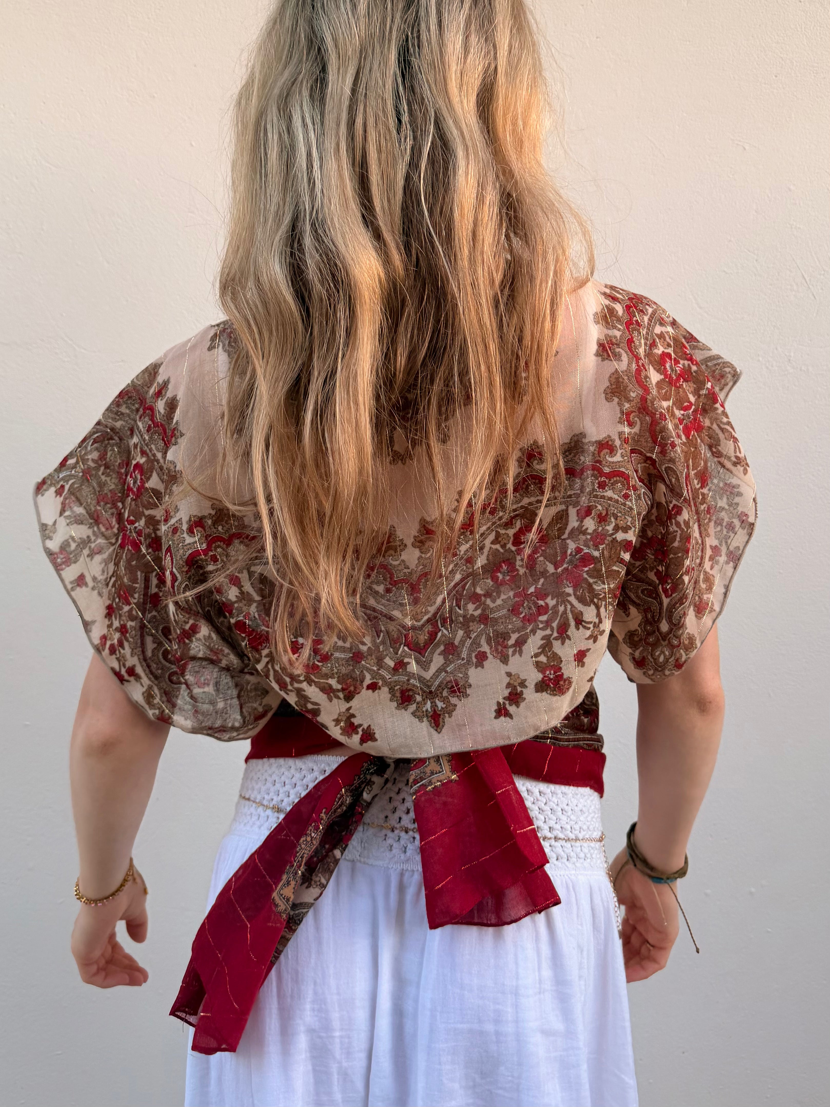 The Isla Top Gold & Red Bandana