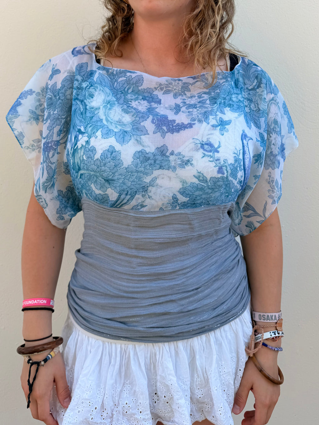 The Isla Top Sparkly Ornate Blue