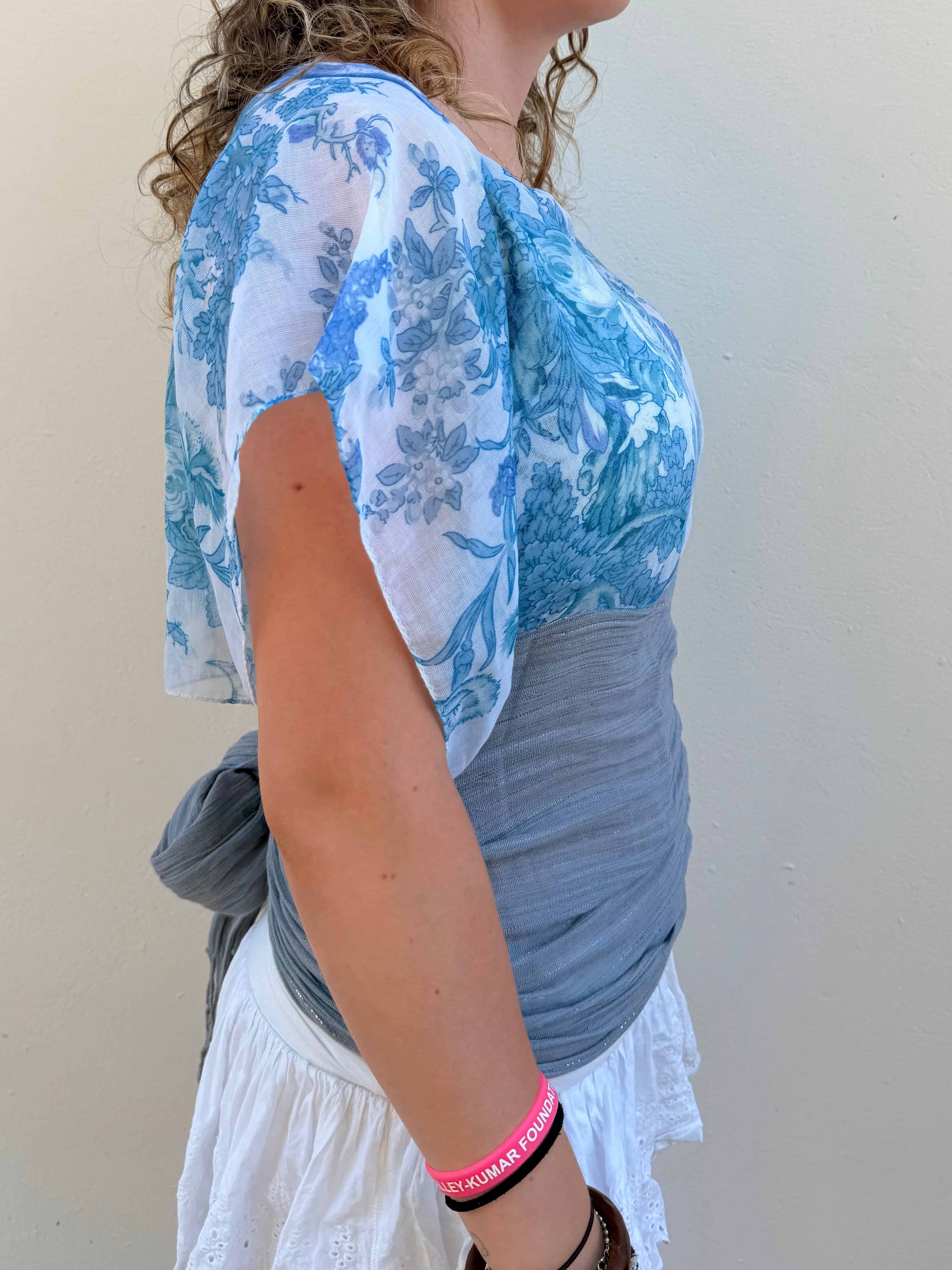 The Isla Top Sparkly Ornate Blue