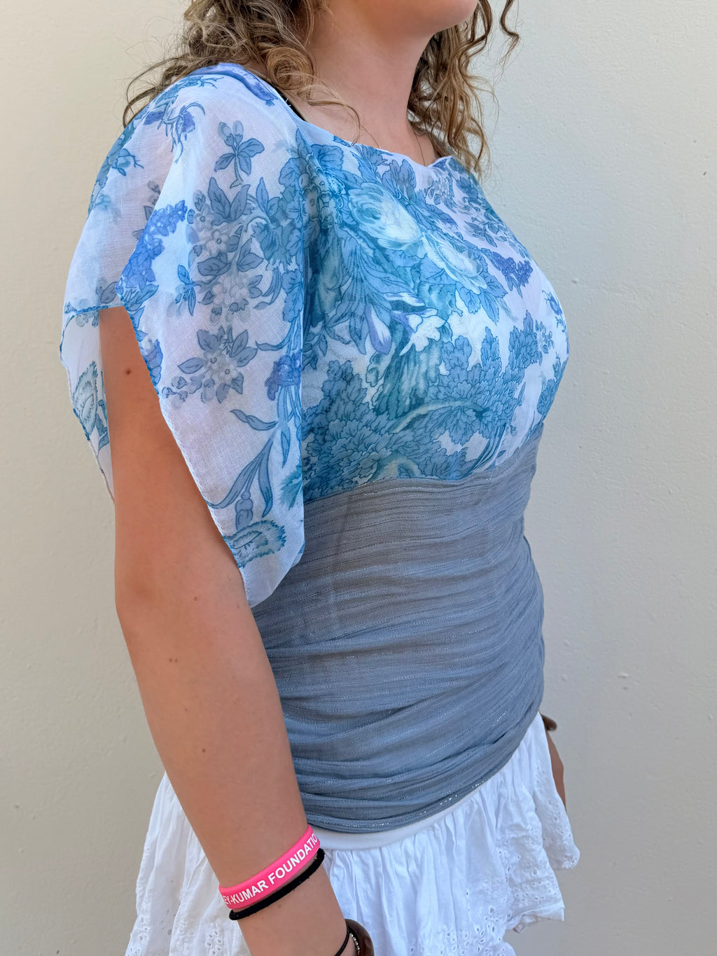 The Isla Top Sparkly Ornate Blue