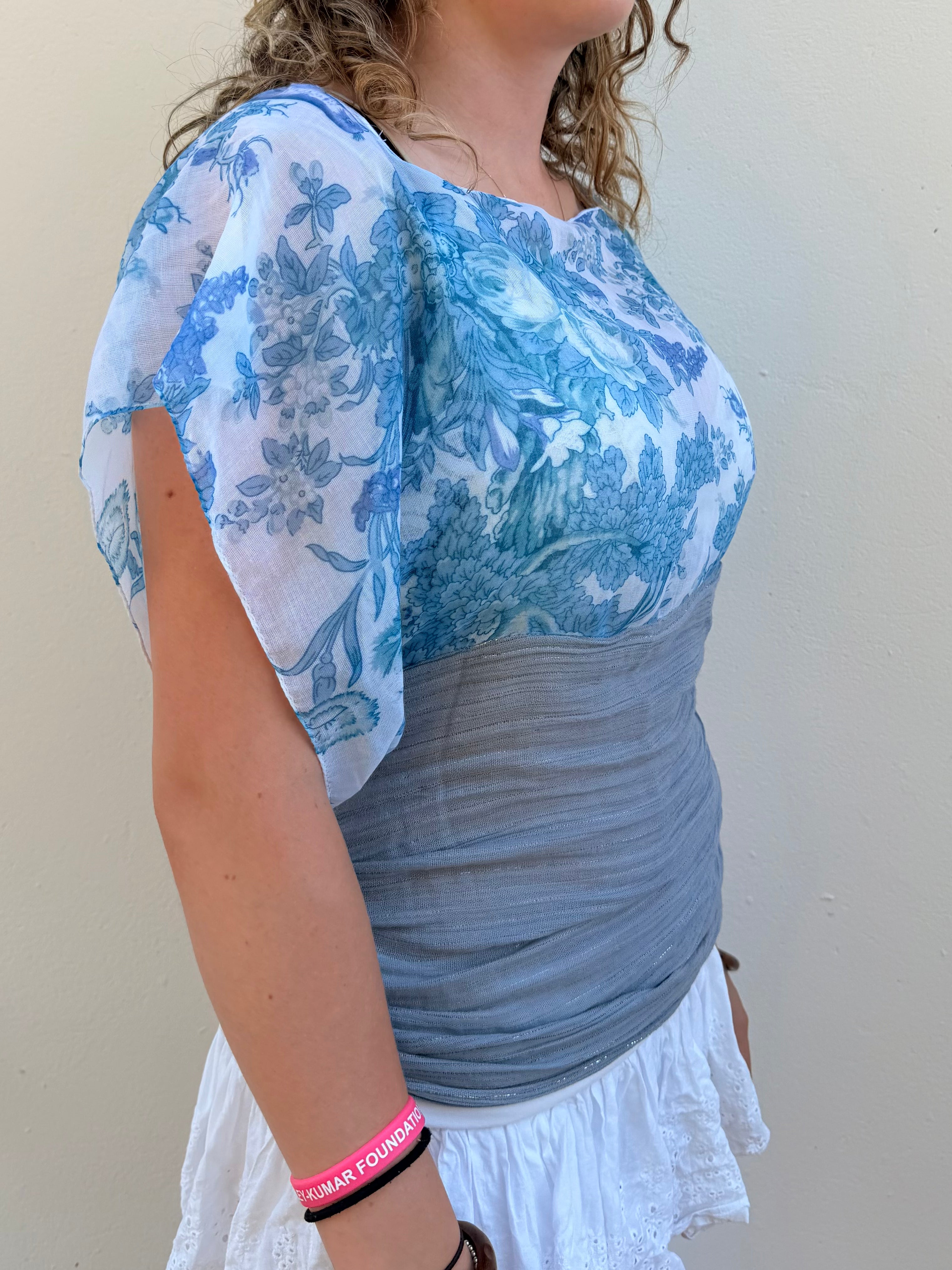 The Isla Top Sparkly Ornate Blue