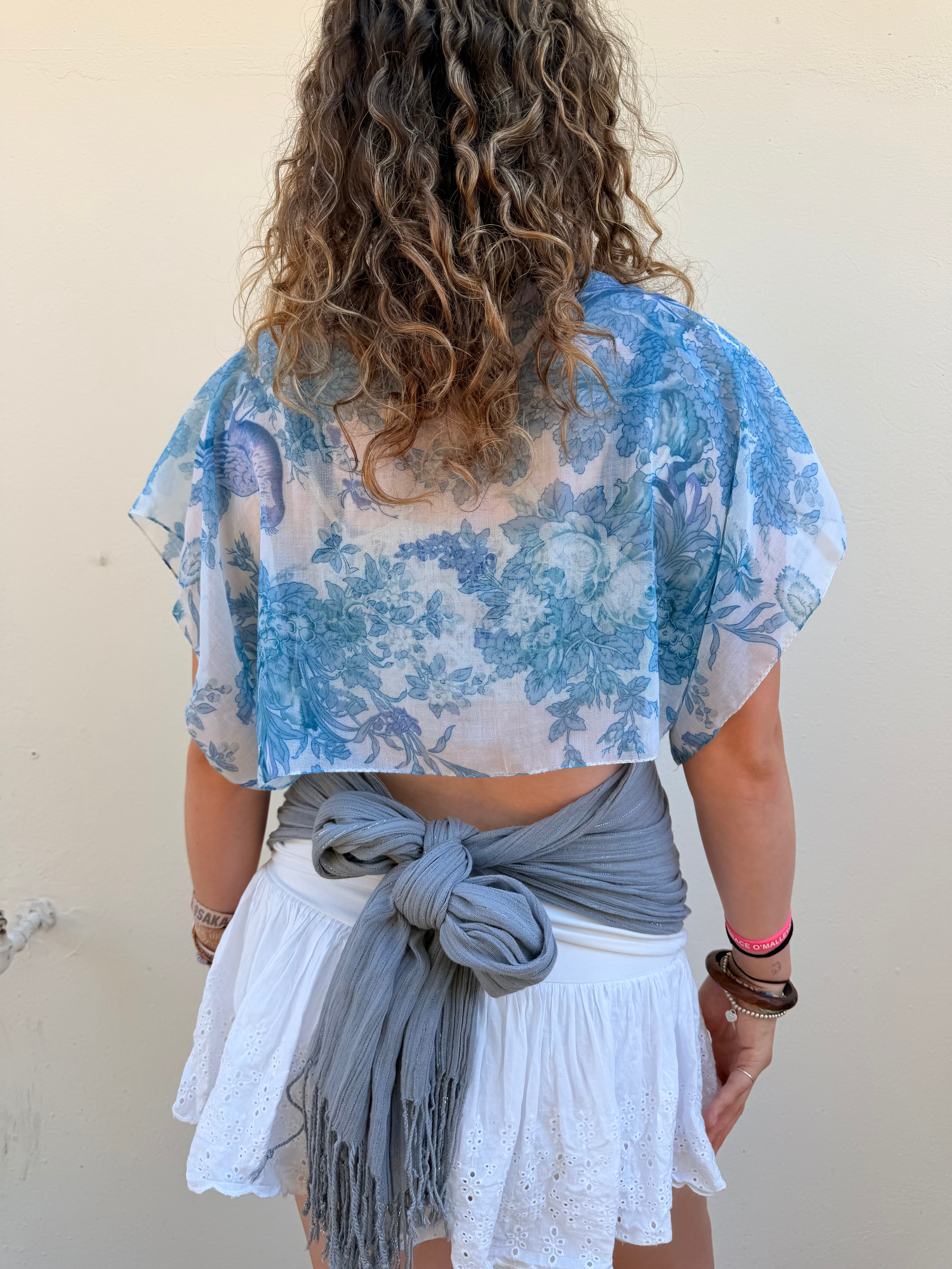 The Isla Top Sparkly Ornate Blue