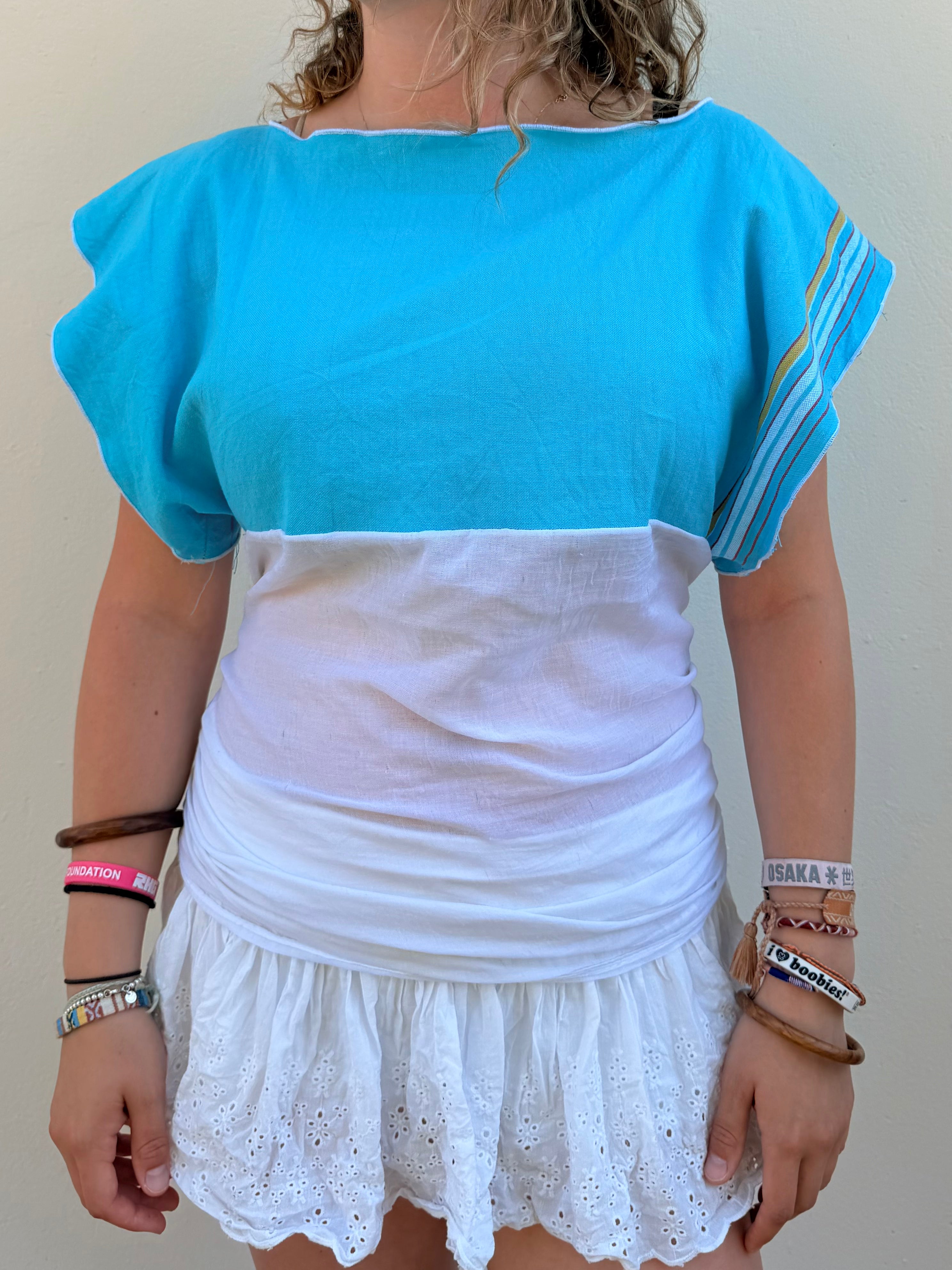 The Maia Top Blue & White