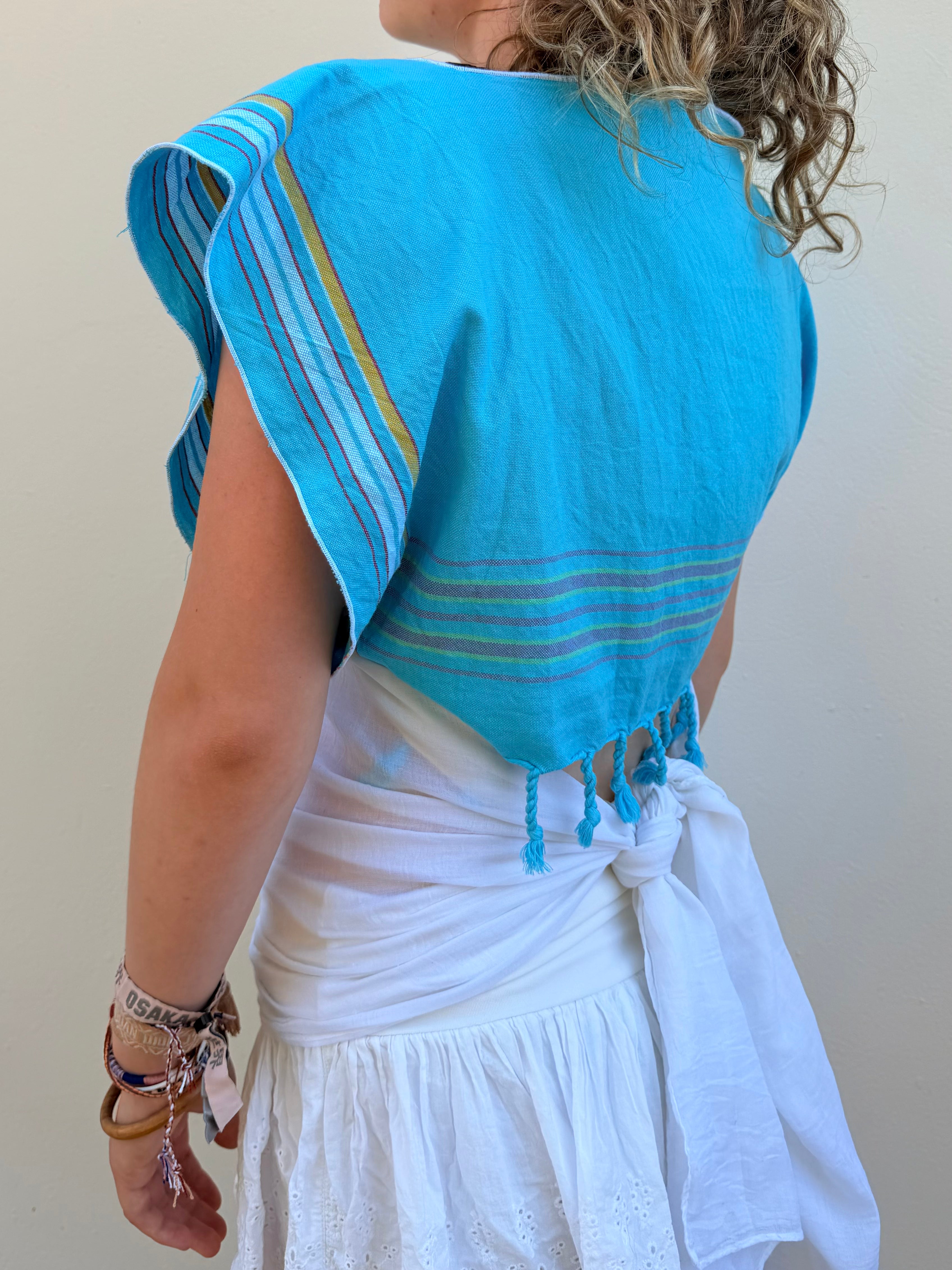 The Maia Top Blue & White