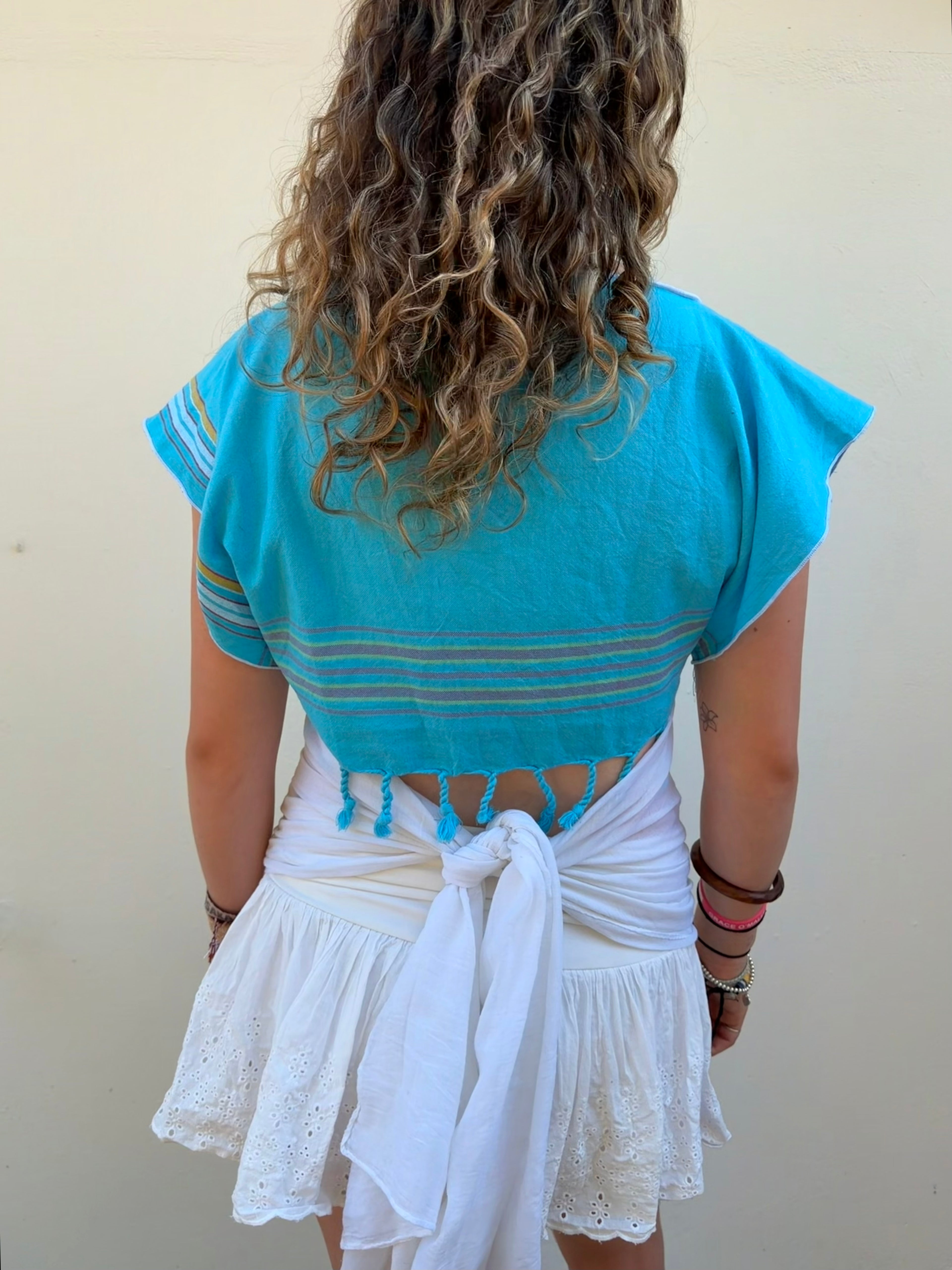 The Maia Top Blue & White