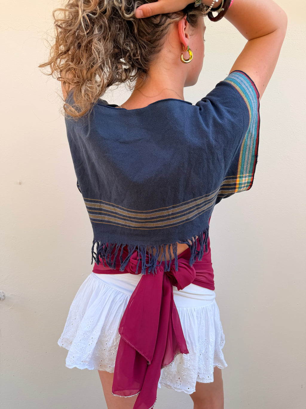 The Maia Top Navy & Burgundy