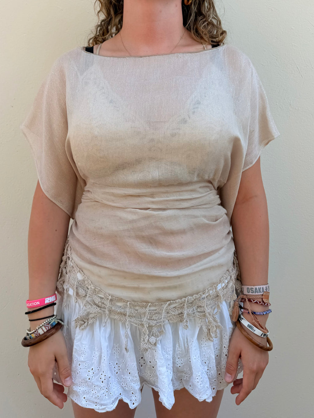The Lily Top Sparkly Beige