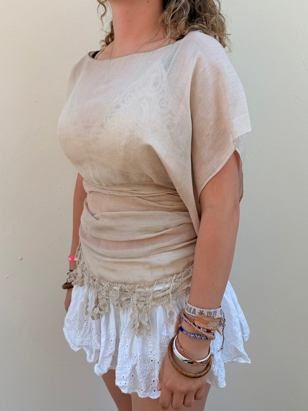 The Lily Top Sparkly Beige
