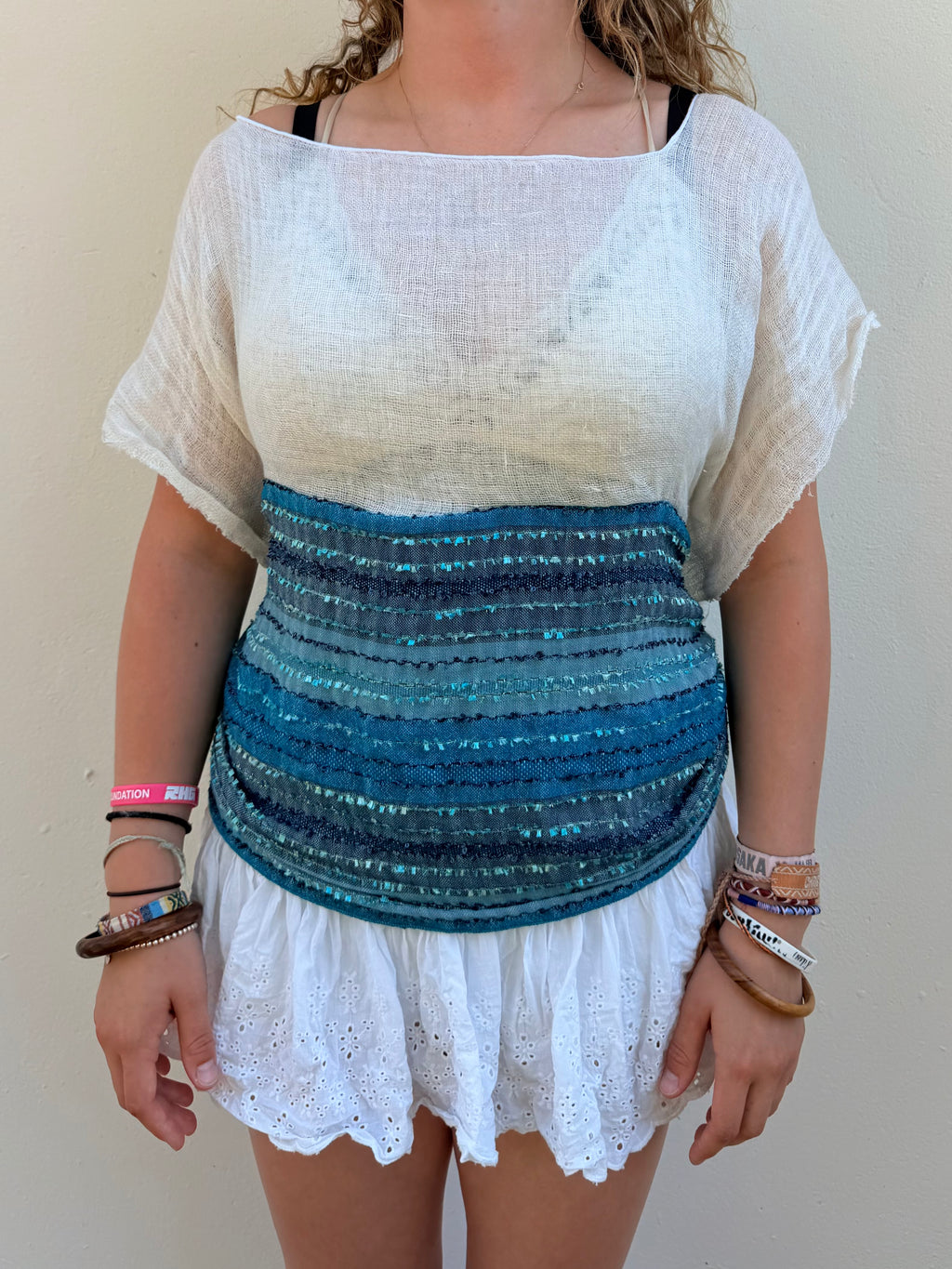 The Isla Top White & Blue Stripes