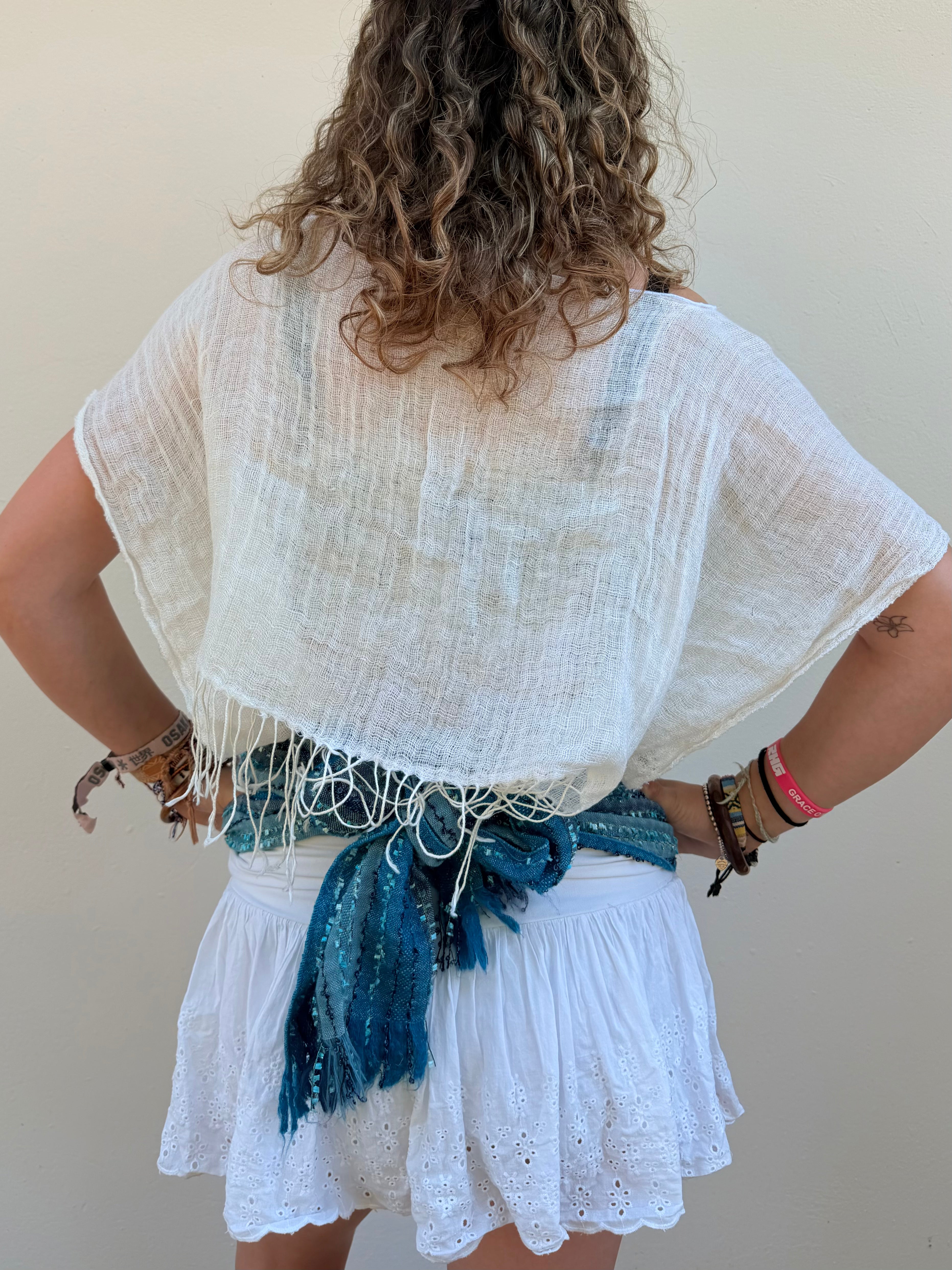 The Isla Top White & Blue Stripes