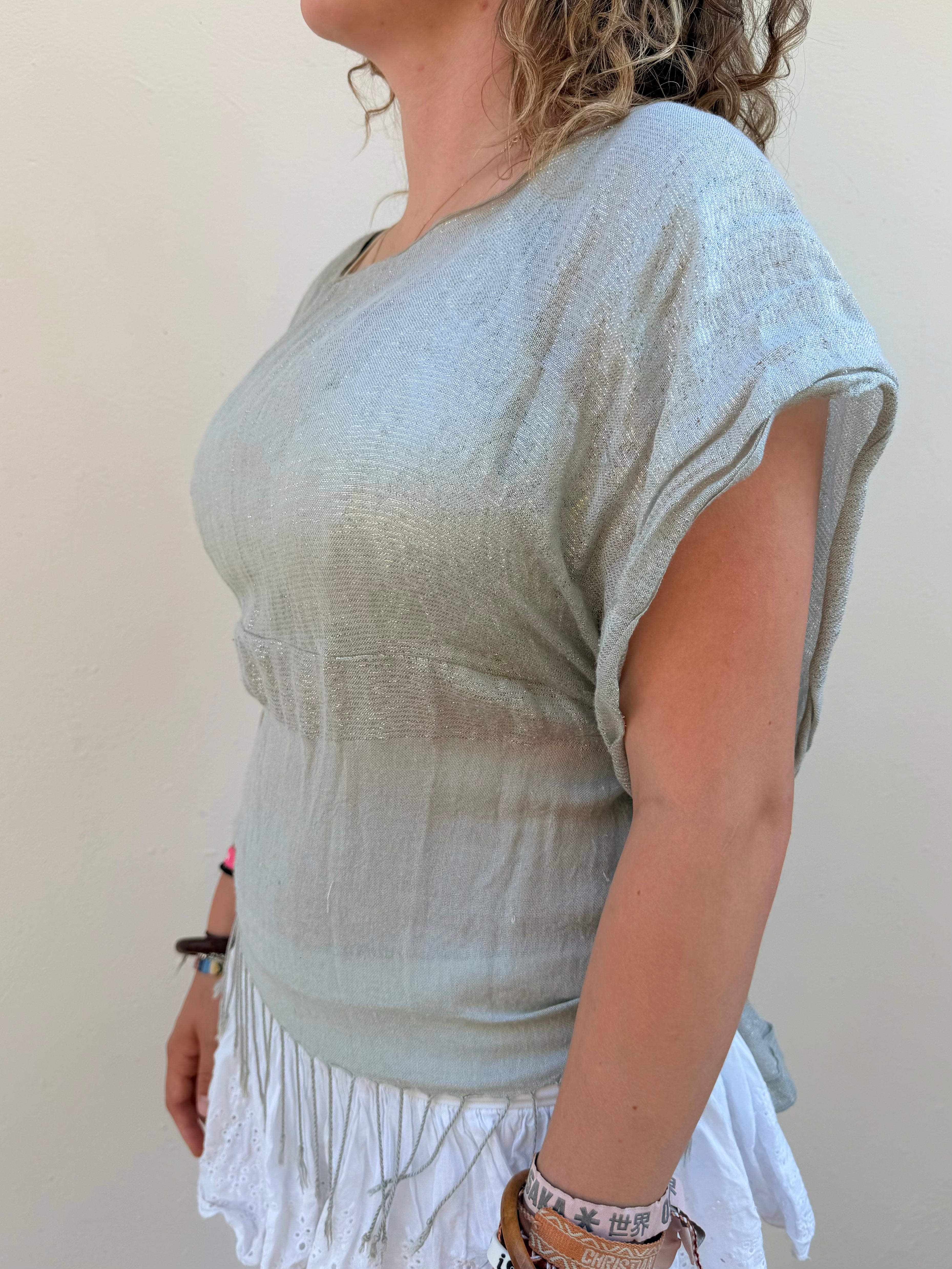 The Immy Top Silver & Grey