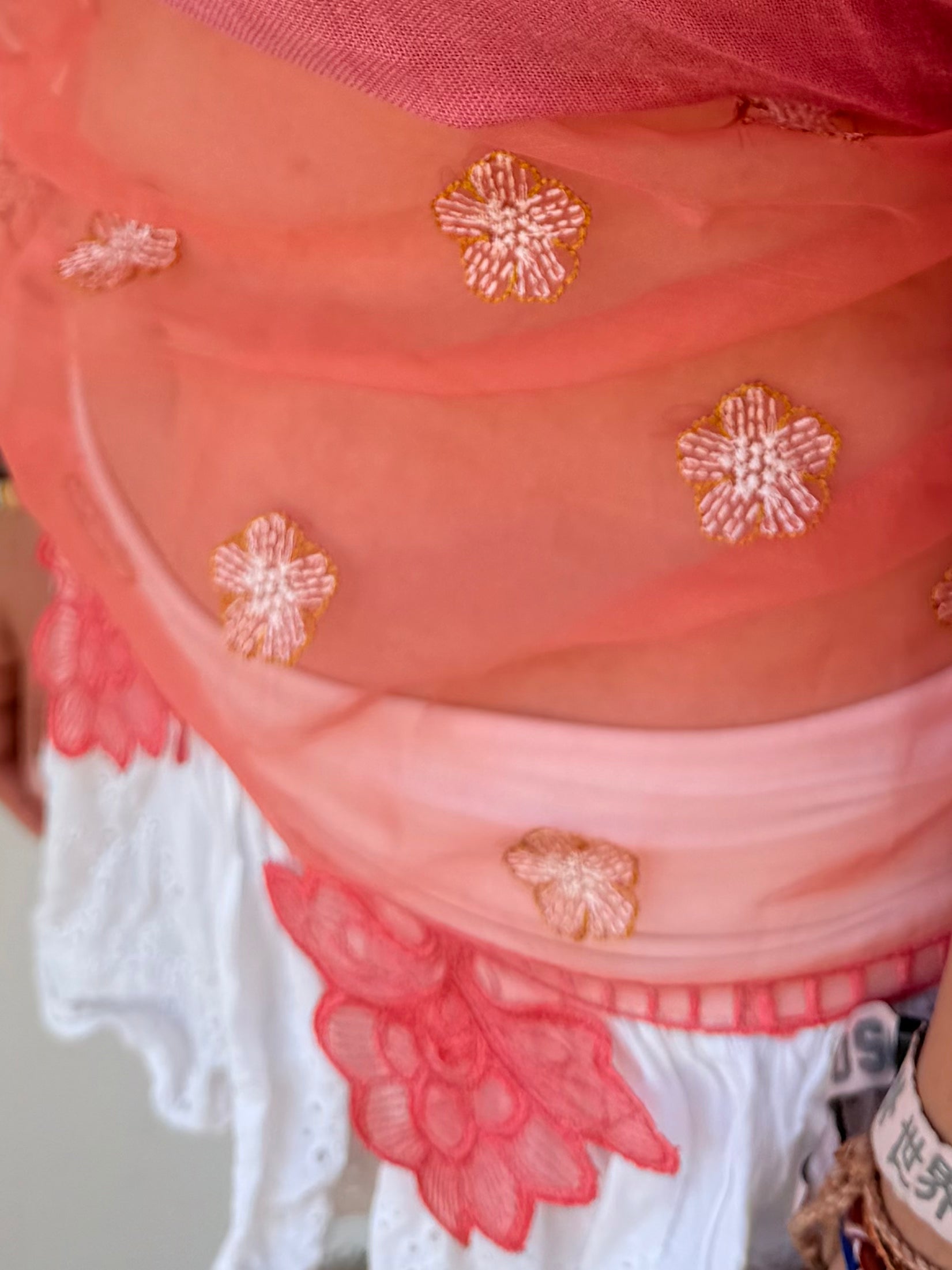The Isla Top Sheer Pink Flowers