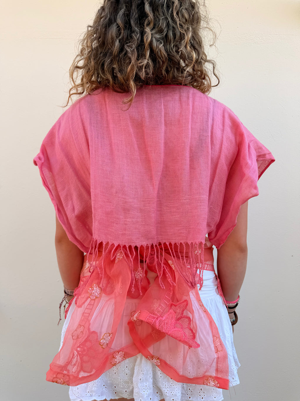 The Isla Top Sheer Pink Flowers
